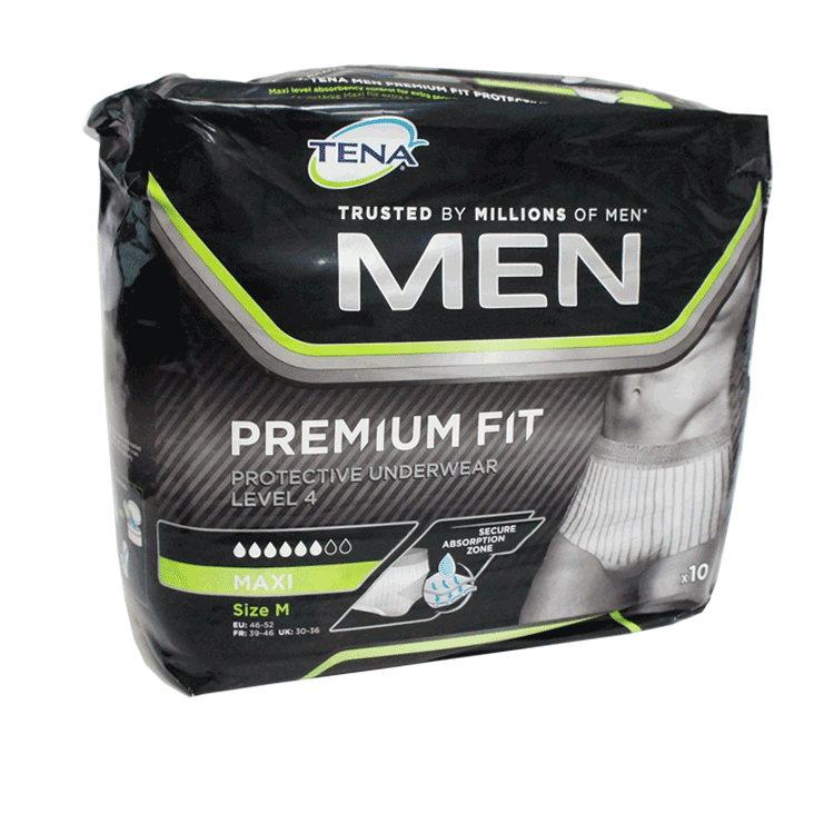 Tena for Men Premium briefs Maxi - Boxer short style - Highly Absorbant - 2 Sizes