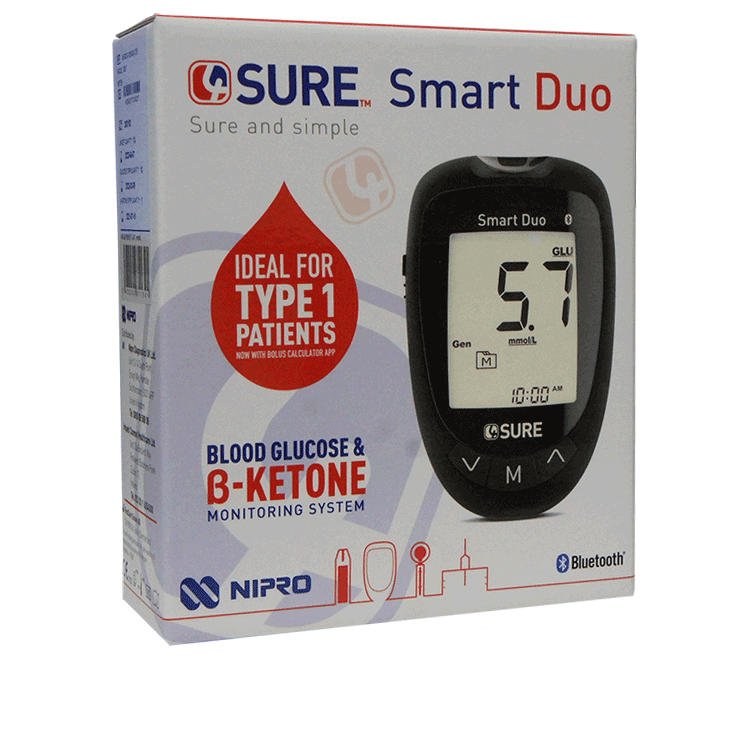 Smart Duo Testing Machine 4Sure Smart Duo Blood / Ketone + Glucose Monitor + Blood Glucose test ...