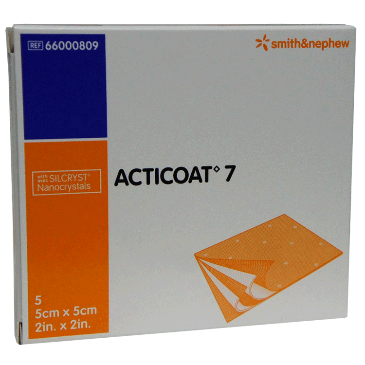 Acticoat 7 -  5cm x 5cm x 5 dressings -7 day dressing for Infected Wounds