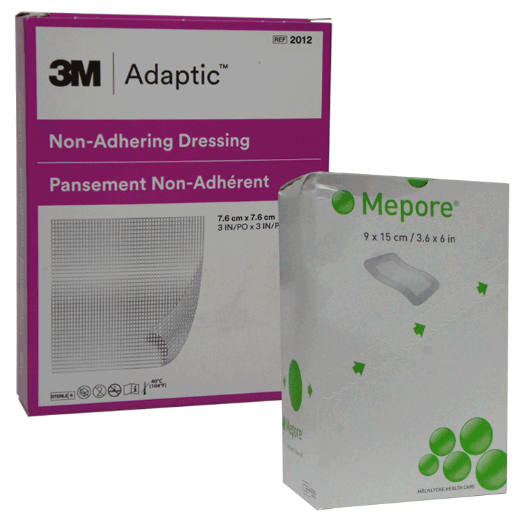 Adaptic 7.6cm x 7.6cm x 5 Non-Stick dressings - Ideal for new Tattoos - With or without Mepore protective absorbant dressings with an adhesive border to keep it in place