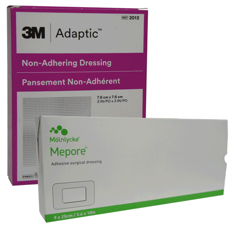 Adaptic 7.6cm x 7.6cm x 5 Non-Stick dressings - Ideal for new Tattoos - With or without Mepore protective absorbant dressings with an adhesive border to keep it in place