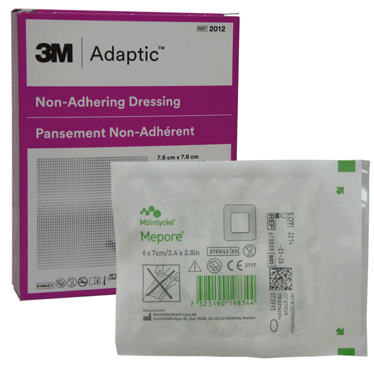 Adaptic 7.6cm x 7.6cm x 5 Non-Stick dressings - Ideal for new Tattoos - With or without Mepore protective absorbant dressings with an adhesive border to keep it in place