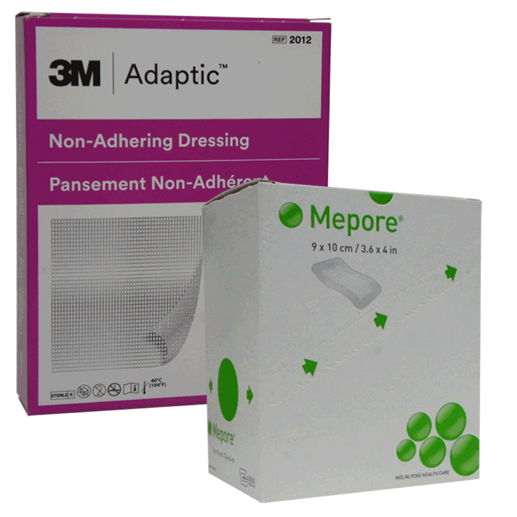 Adaptic 7.6cm x 7.6cm x 5 Non-Stick dressings - Ideal for new Tattoos - With or without Mepore protective absorbant dressings with an adhesive border to keep it in place