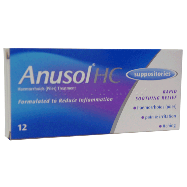 Anusol HC Suppositories x 12 - Haemorrhoid treatment