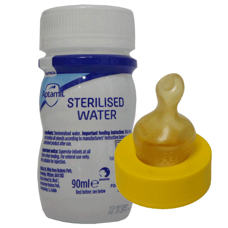 Aptamil Sterilised Water 90ml x 24 with or without screw-on SMA teats x 24