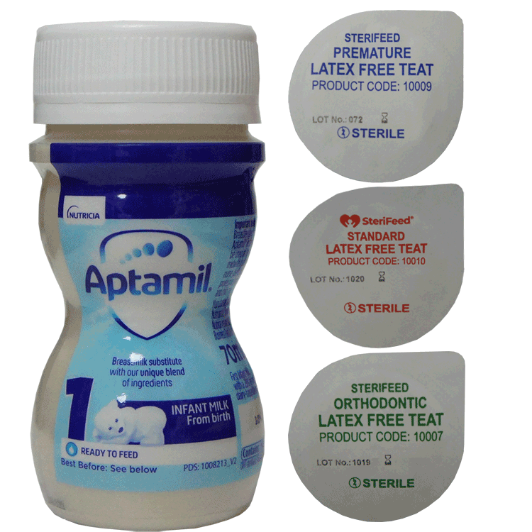 Aptamil First Prêt à l'emploi 70 ml x 24 + Tétines stériles Sterifeed x 24 (3 types)