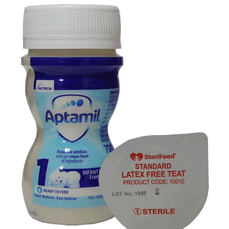 Aptamil 1 Infant Milk Ready to Feed 70ml x 24 + Sterifeed Teats x 24 ( Standard )