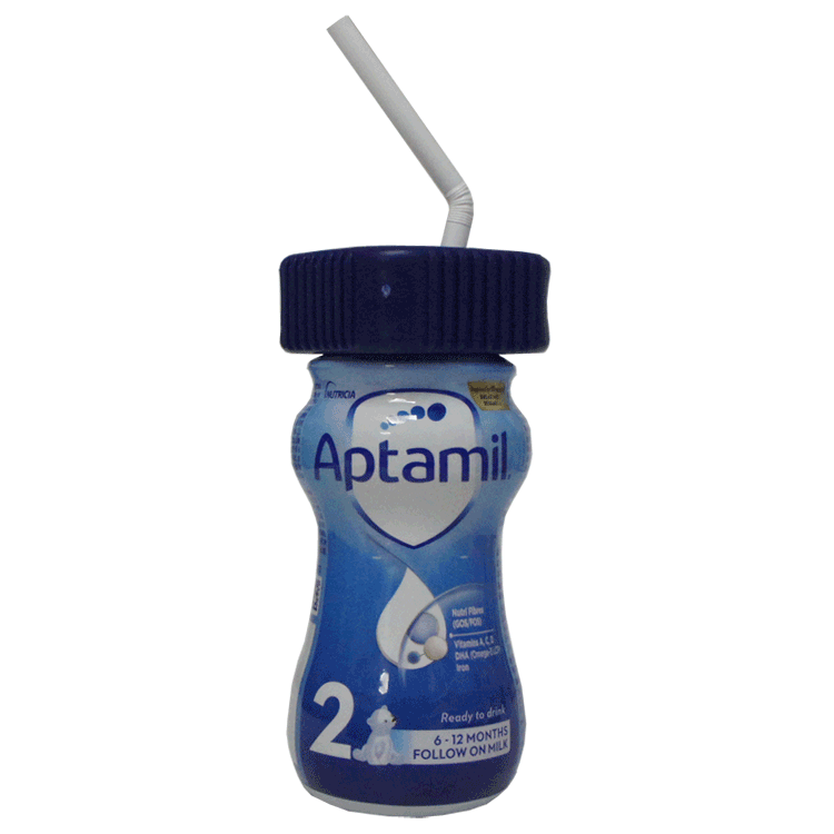 Aptamil 2 Follow On Milk 200ml x 6 with travel lid for a straw