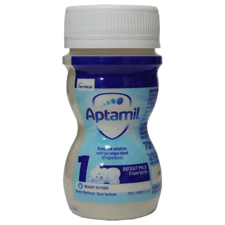 Aptamil 1 - Premier lait infantile x 70 ml x 24 cartons - Plus 24 tétines NUK à visser débit rapide