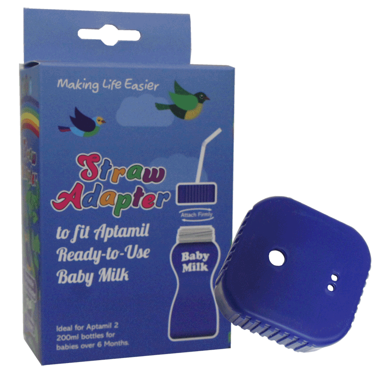 Travel lid for Aptamil 2 Ready to Use Milk - Straw hole lid - Re-usable screw on lid with 3 straws