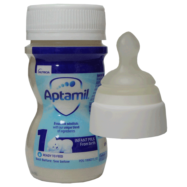 Aptamil 1 latte per neonati pronto per alimentare 70 ml x 24 + teleoli a flusso medio bianco sterile nuk x 24