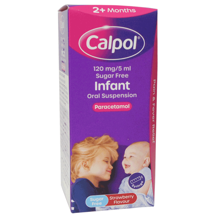 Cappol Calpol 3m+ Paracetamol Suspension 125mg/5ml 140ml - Strawberry Flavour ...