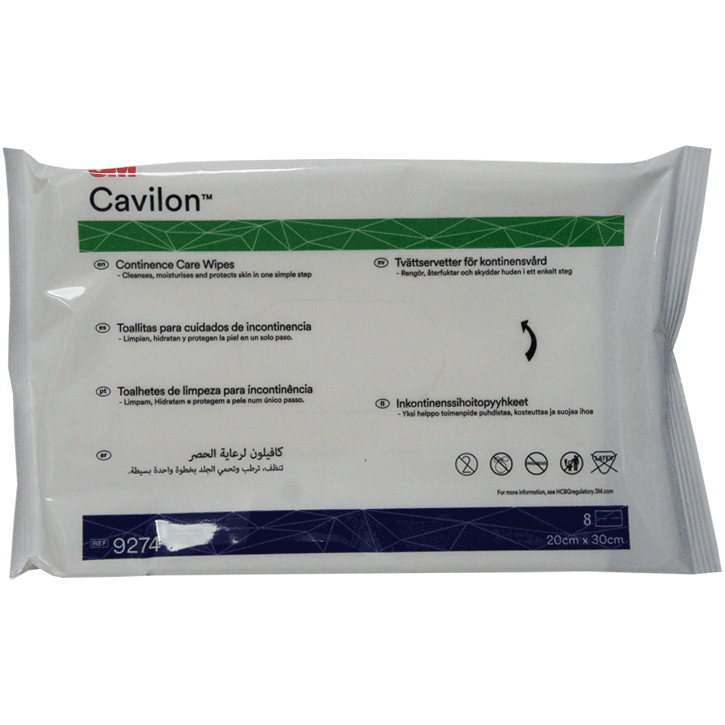 Cavilon continence care large wipes x 8 - 20cm x 30cm