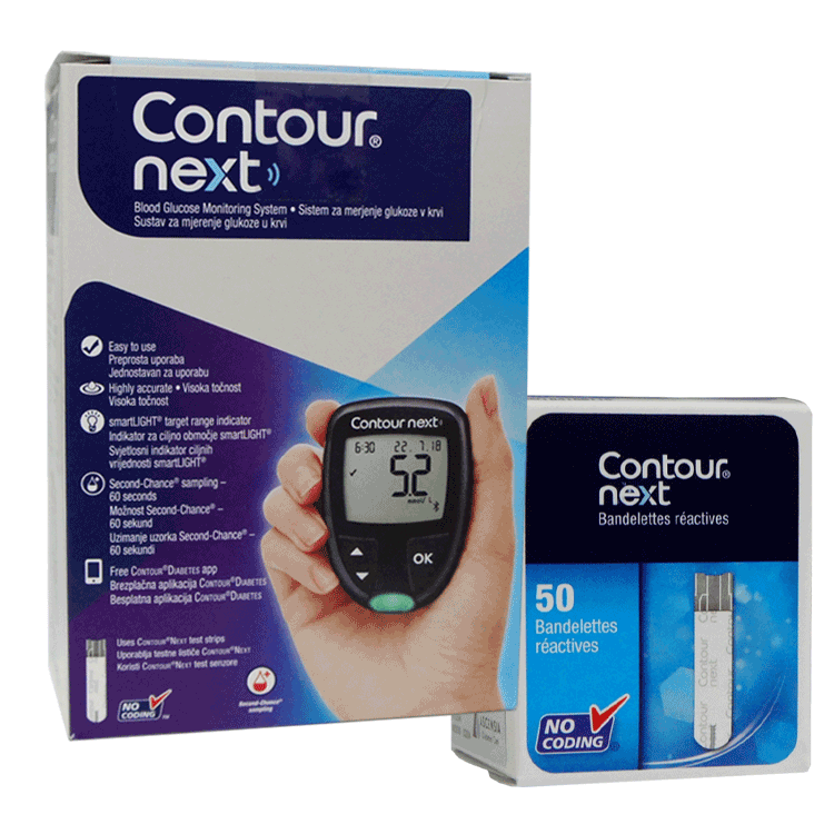Contour Next Blood Glucose Monitor + Contour Next Strips x 50