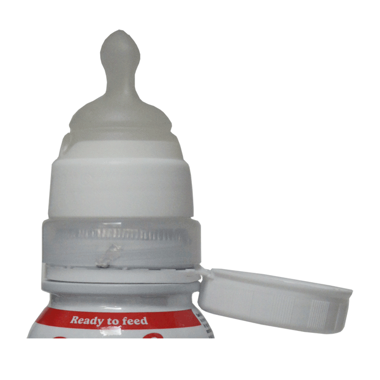 Adaptateur de voyage et tétines pour format supermarché Cow & Gate 200 ml de lait pour bébé prêt à l'emploi. - Avec tétines NUK à débit moyen