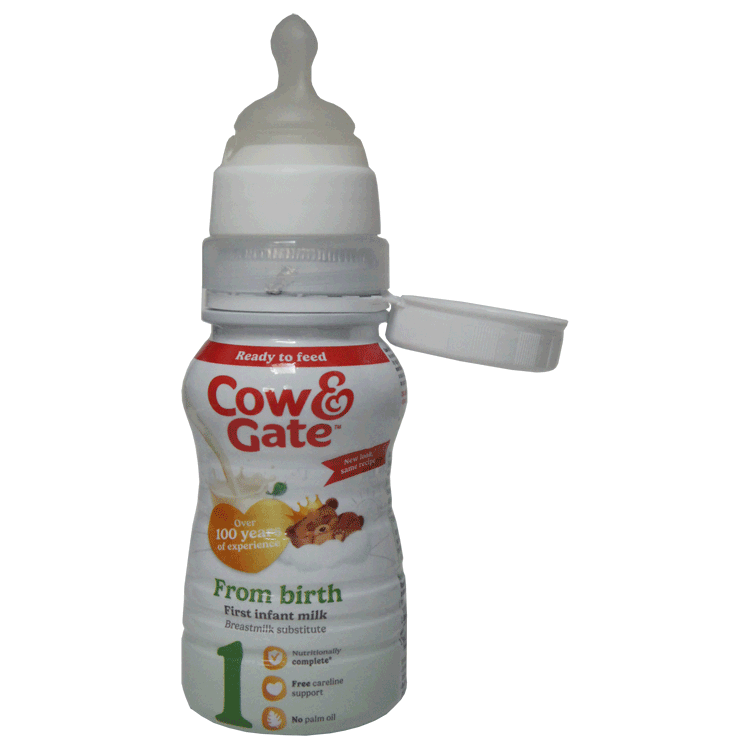 Adaptateur de voyage et tétines pour format supermarché Cow & Gate 200 ml de lait pour bébé prêt à l'emploi. - Avec tétines NUK à débit moyen