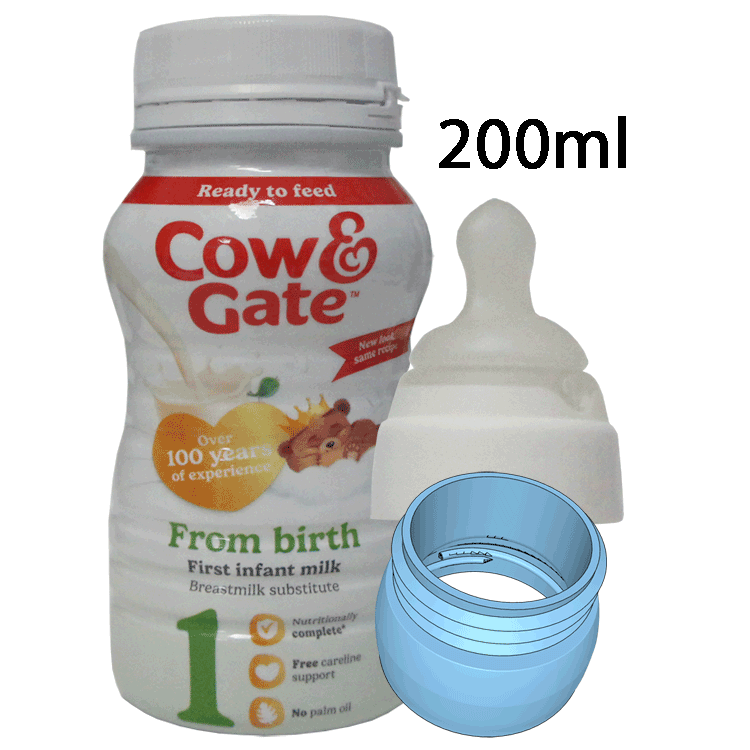 Cow and Gate First Infant Milk 200ml x 6 - Dès la naissance avec ou sans adaptateur de tétine et tétines NUK (Copie)