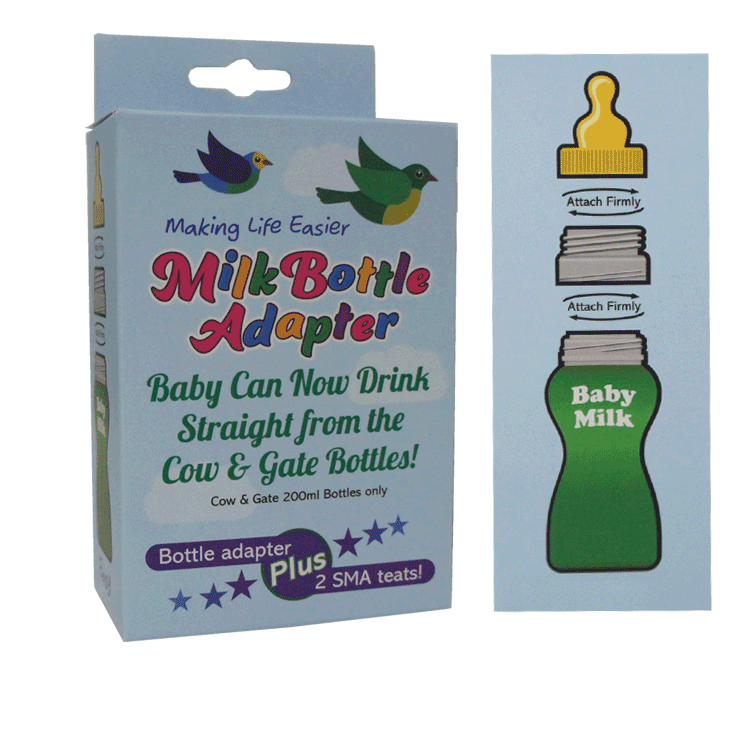 Pack de voyage pour bébés les plus affamés - 200 ml de lait pour bébé Cow and Gate 2 Follow On x 4 + Couvercle convertisseur + 4 tétines SMA stériles