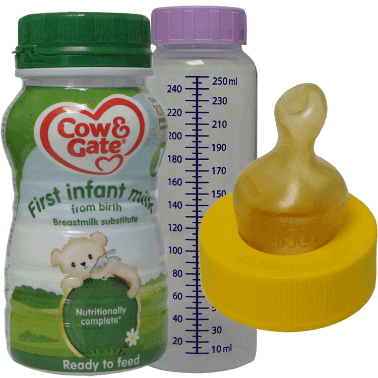 Sterile Baby Milk Travel Pack - Cow & Gate First Infant Baby Milk 200ml x 6 ( With 6 x Sterile bottles and 6 sterile teats)