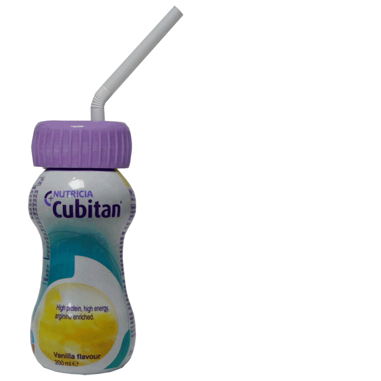 Cubitan Vanilla 200ml x 1  With / Without Re-usable  Drinking Straw Lid x 1