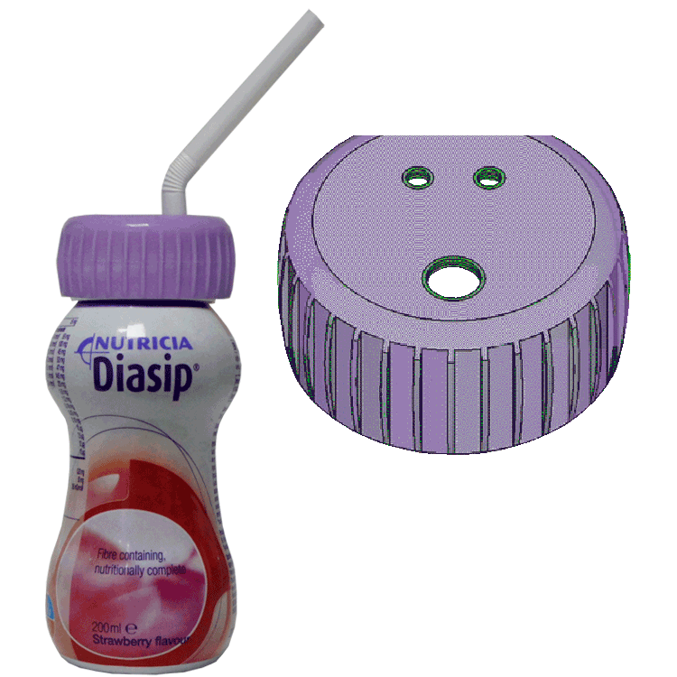 Diasip Erdbeere 200 ml x 6 mit oder ohne Trinkhalmdeckel – Komplette Ernährung für Diabetiker