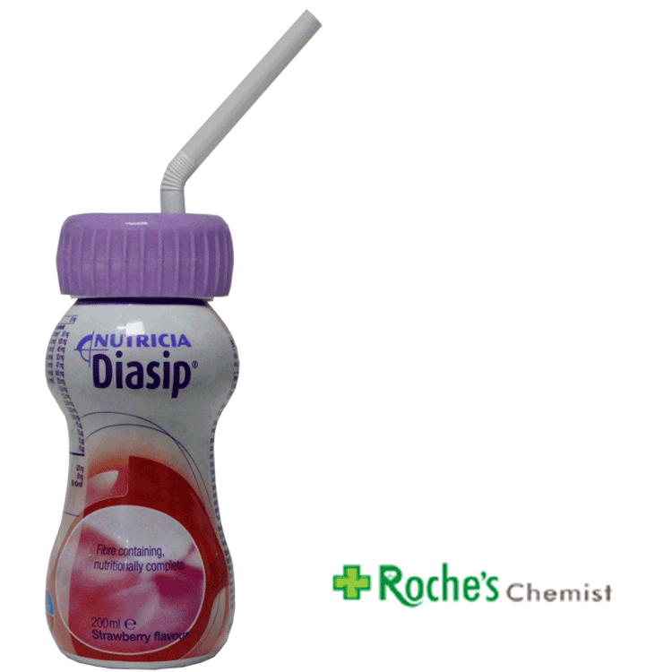 Diasip Fraise 200 ml x 6 avec ou sans couvercle à paille - Nutrition complète pour diabétiques