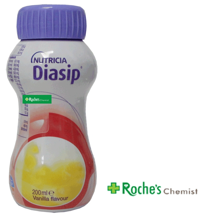Diasip Vanille 200 ml x 6 mit oder ohne Trinkstrohdeckel - Komplette Ernährung für Diabetiker
