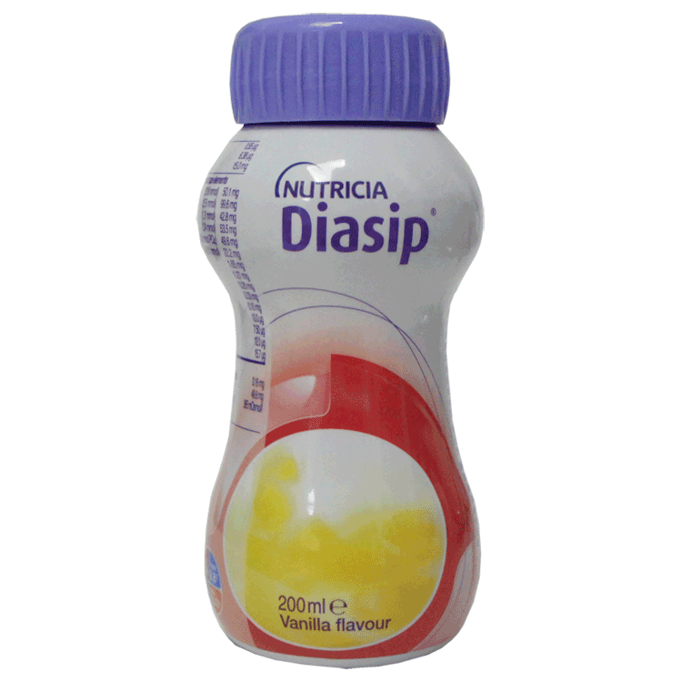 Diasip Vanilla 200ml  x 1  With or Without Drinking Straw Lid - For diabetics