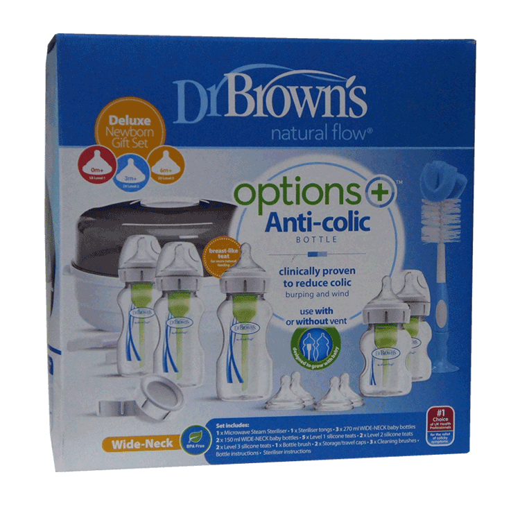 Dr Browns Mikrowellen-Dampfsterilisator - Deluxe-Geschenkset für Neugeborene