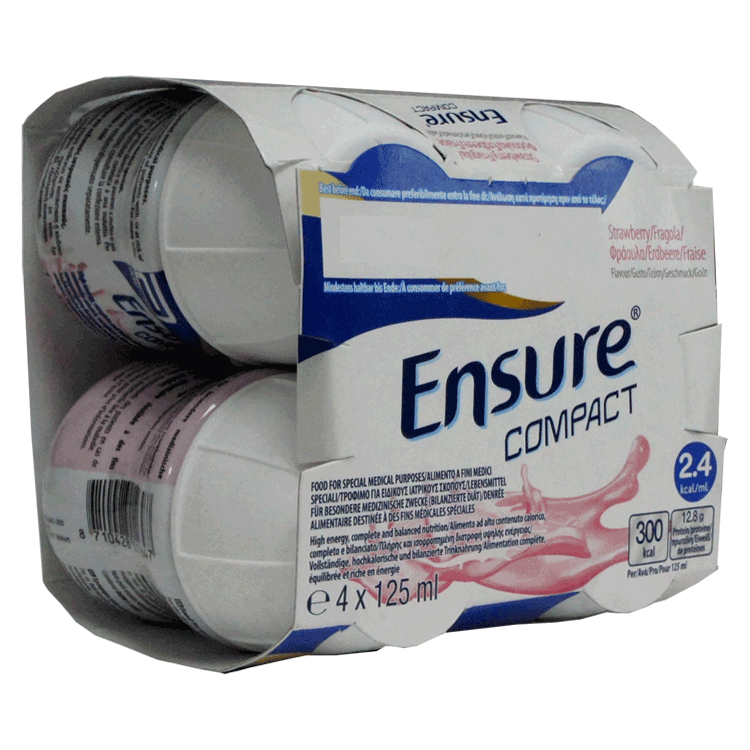 Ensure Compact 4 x 125ml  - With Screw-On Teats  x 4 - 2 Flavours