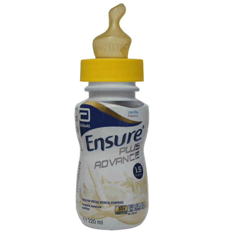 Ensure Plus Advance 220ml  x 1 - With Sterile Screw On  Yellow Neck Teat x 1 - 5 Flavours