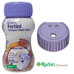 Fortini Compact Multi-Fibre 125ml Chocolate / Caramel x 6 With or Without a Drinking Straw Lid x 1