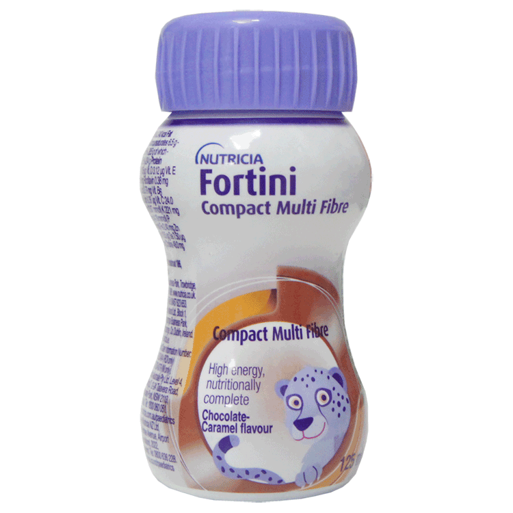 Fortini Compact Multi-fibre 125 ml Cioccolato / caramello x 6 con o senza bere coperchio di paglia x 1