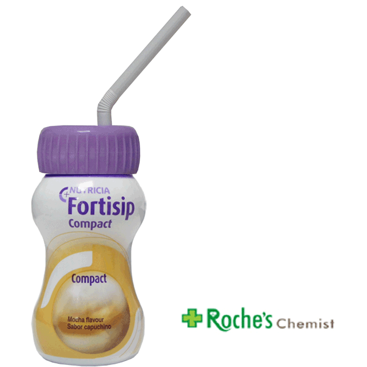 Fortisip Compact Mokka -Aroma 125 ml x 6 - mit oder ohne Trinken von Strohdeckel x 1