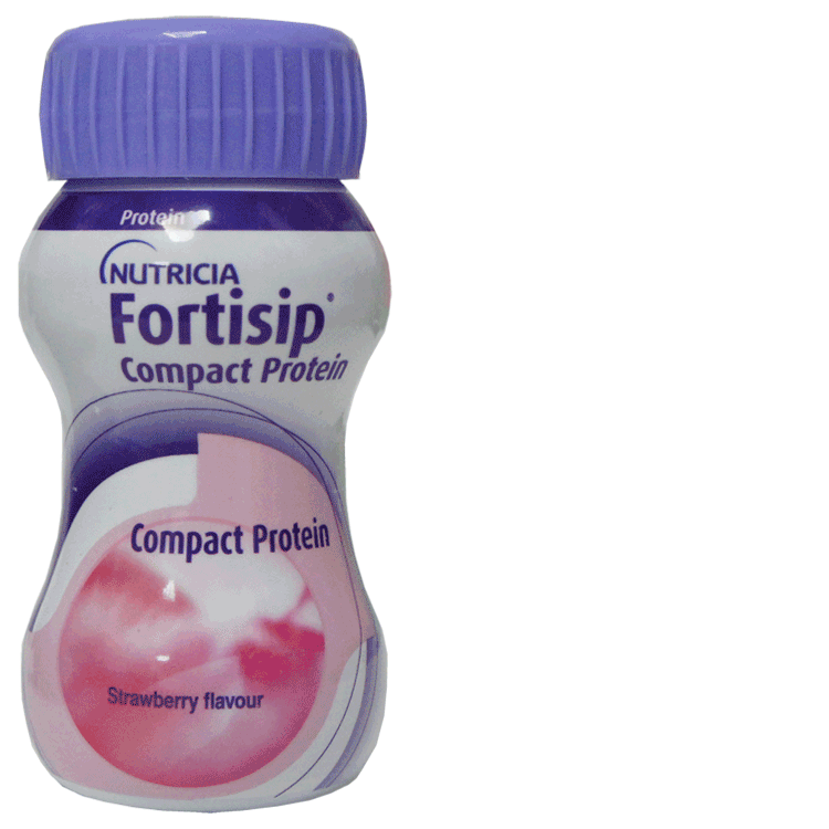 Fortisip Compact Protein Strawberry  125ml x 1 - With or Without Drinking Straw Lid x 1