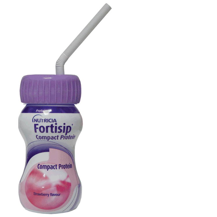 Fortisip Compact Protein Strawberry  125ml x 1 - With or Without Drinking Straw Lid x 1