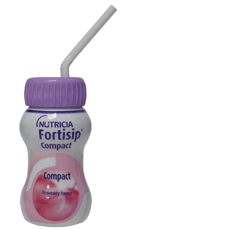 Fortisip Compact Strawberry Flavour 125ml x 1 - With or Without Extra Drinking Straw Lid