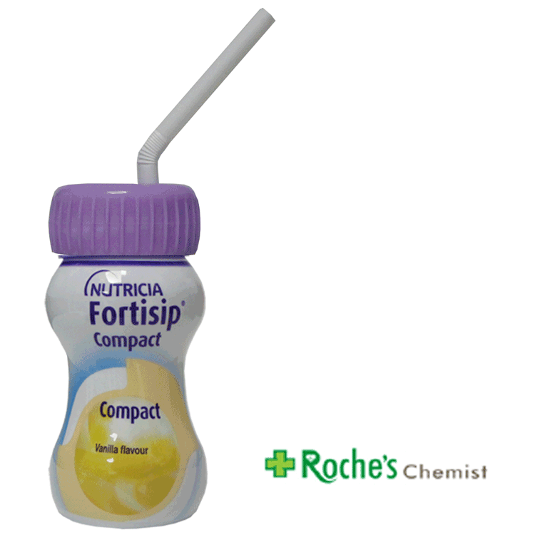 Fortisip Compact Vanillegeschmack 125 ml x 6 - mit oder ohne Trinken von Strohdeckel x 1