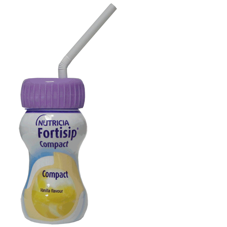 Fortisip Compact Vanilla Flavour 125ml x 6 - With or Without Drinking Straw Lid x 1