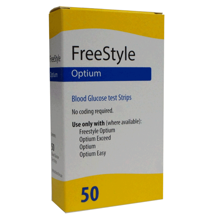 Freestyle Optium Blood Glucose Testing Strips x 50 for diabetes