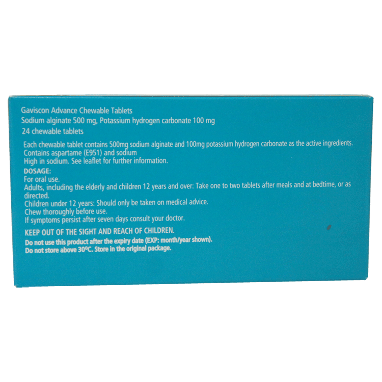 Gaviscon Advance Comprimés à Croquer x 24 - Pour Indigestion