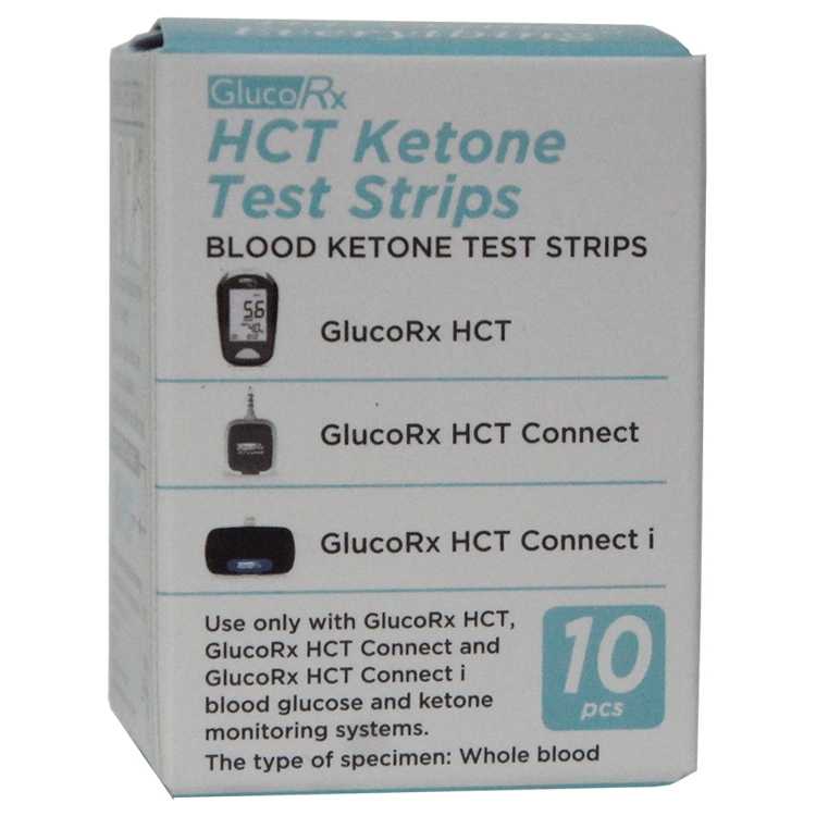 GlucoRx HCT Ketone Test Strips x 10