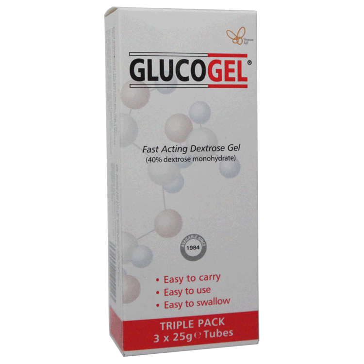 Glucogel Gel de dextrose à action rapide 3 tubes de 25 g - Pour Hypos Diabétiques