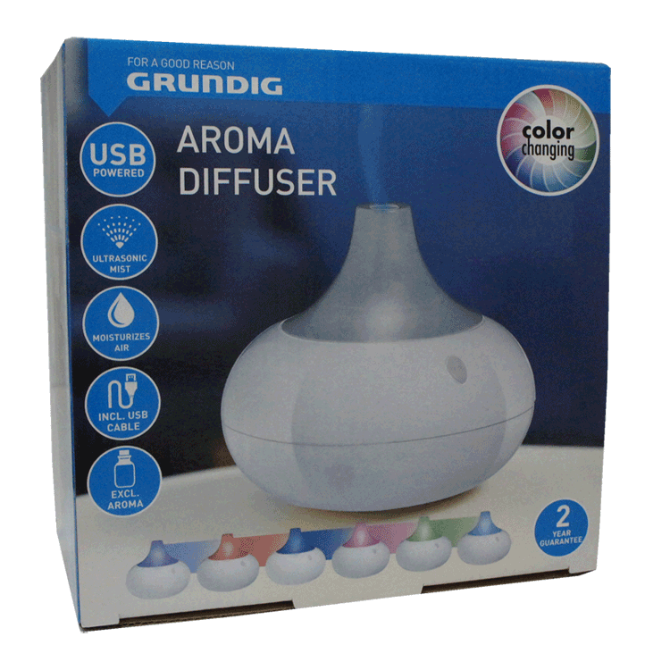 Diffuseur Grundig - Brume ultrasonique - Change de couleur - Avec ou sans huiles aromatiques