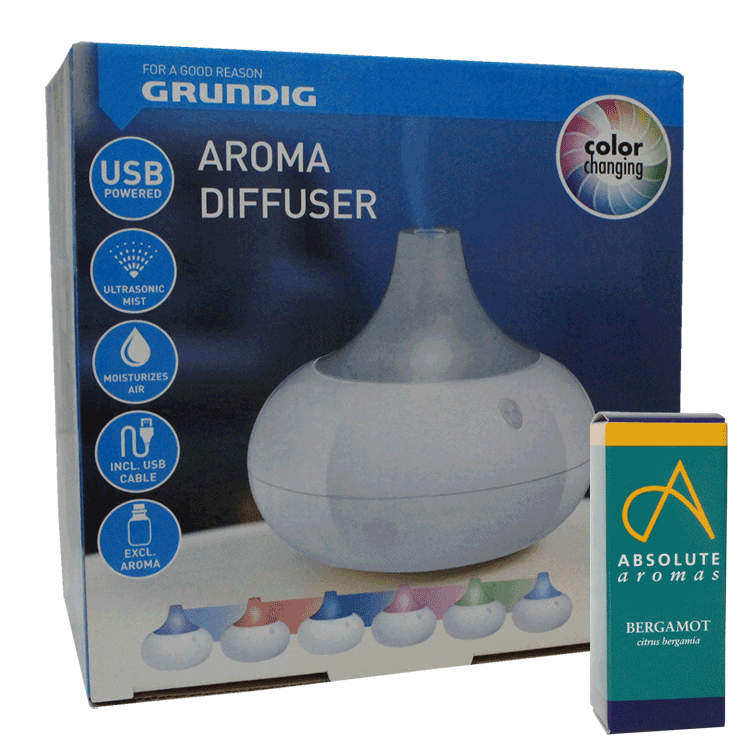 Diffuseur Grundig - Brume ultrasonique - Change de couleur - Avec ou sans huiles aromatiques