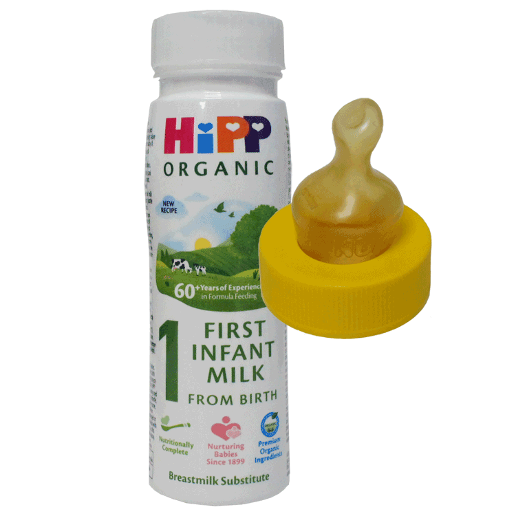 Tétines SMA jetables stériles à visser en latex x 24 - Pour lait premier nourrisson combiotique biologique HiPP 200 ml