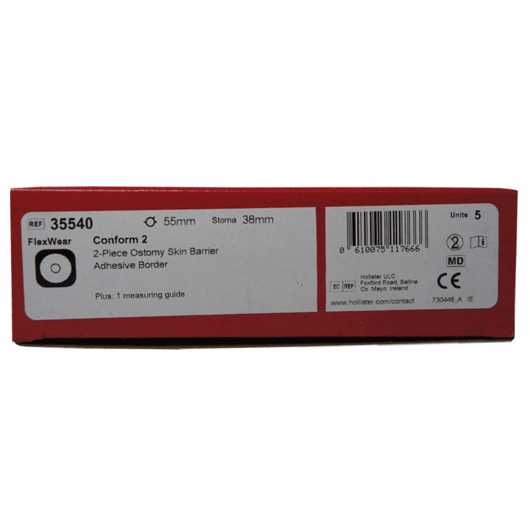Hollister Conform 2 - 2 Piece Ostomy Skin Barrier - Adhesive Border x 5 - Code: 35540