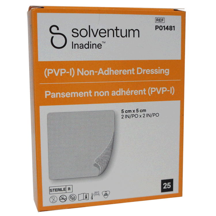 Inadine 5 cm x 5 cm x 5 Povidon-Iod-Wundverbände – für infizierte Wunden