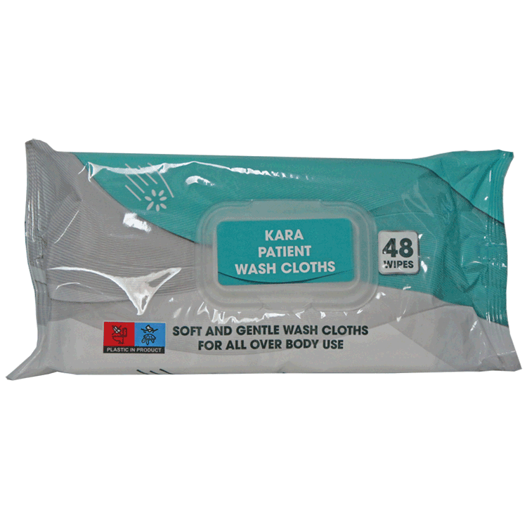 KARA Patient Vaskeklude x 48 - Bløde og blide våd rengøringsservietter - Ikke Sterile - Stor