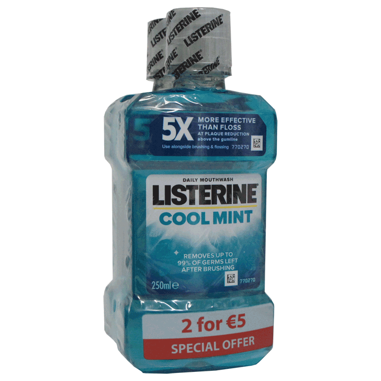 Listerine Bain de Bouche Menthe Fraîche Lot de 2 x 250 ml